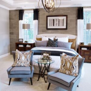O2DESIGNER Elegant Bed Design with Modern Soft Cozy Chairs