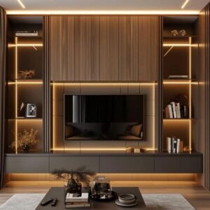Wooden Media Console Wall – O2Designer