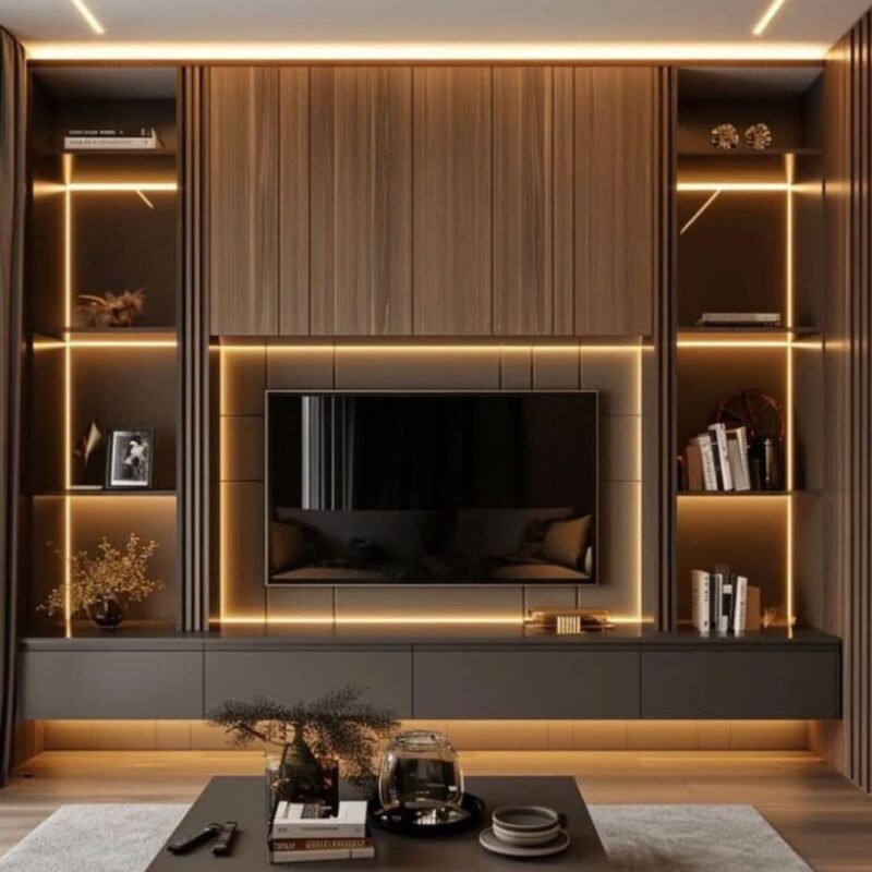 Wooden Media Console Wall – O2Designer