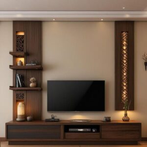 Rustic Wood Media Wall Unit – O2Designer