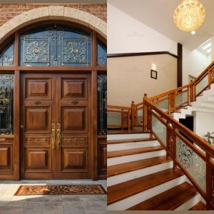 Stairs and wooden doors
