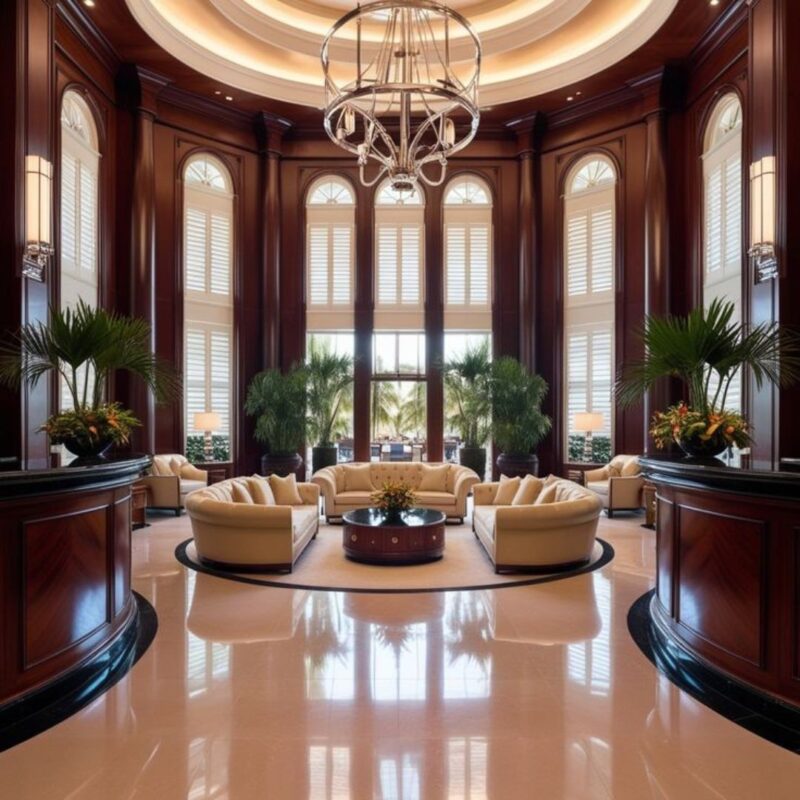 O2Designer Wooden Lobby Seating Setup